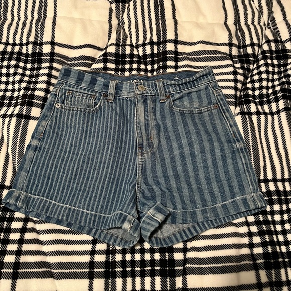 American Eagle Striped Denim Short Shorts - Picture 1 of 4